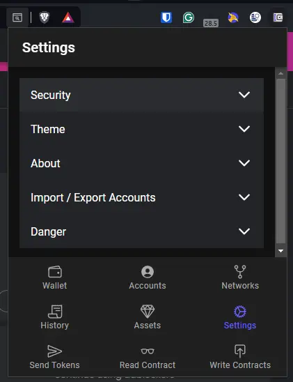 Settings Screen 1